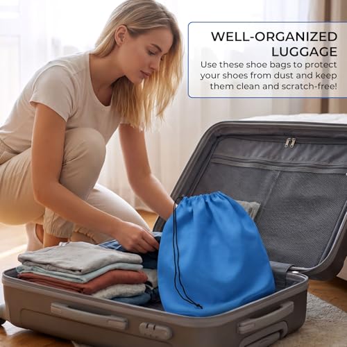 Image of LAKE OF FIRE 4-Piece Travel Shoe Bags for Packing, 17.7 inch x 13.8 inch Dustproof Shoe Bags with Drawstring Closure,Washable & Reusable(Blue)