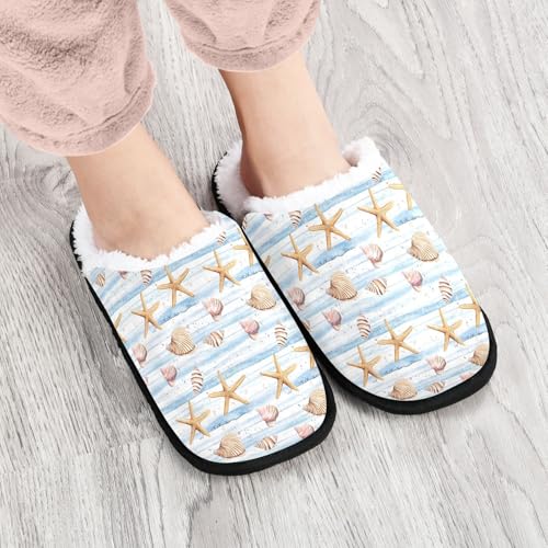 Beige Starfish Slippers For Women Men Soft Memory Foam Non-Slip Animal Winter Indoor House Shoes Travel Slipper4