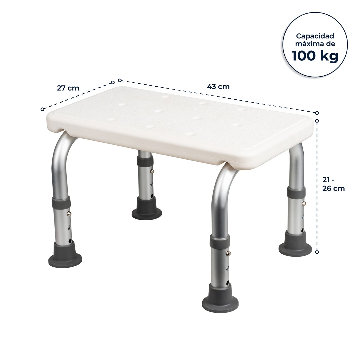 FLEXILIFE Escalón Antideslizante de Altura Ajustable para la bañera y la Ducha. Peldaño para Personas Mayores o con Habilidades motoras limitadas.