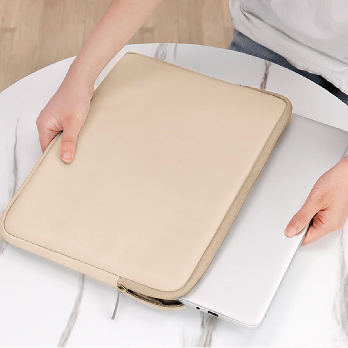 Grobo Custodia per computer portatile, in pelle PU, impermeabile, con custodia per accessori per notebook da 13 a 14 pollici