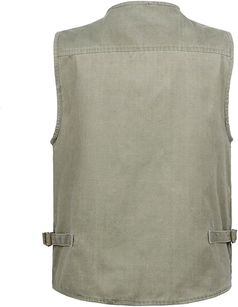 Alloaone Summer Big Size Cotton Sleeveless Vest With Pockets Men Multi Pocket Photograph Waistcoat