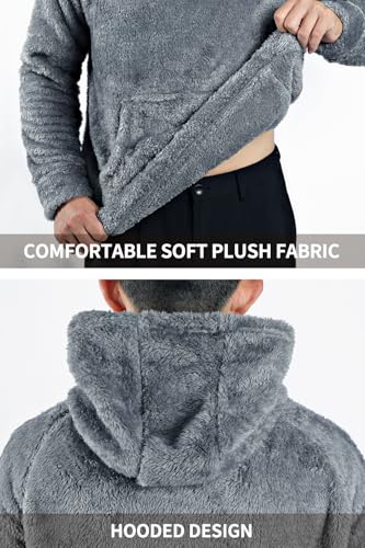 Image of GINGTTO Men's Fuzzy Sherpa Sweatshirt Fashion Pullover Fleece Hoodies