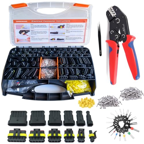 87Sets Weather Pack Connectors Kit 1-6 Pin Connectors with Crimping Tool
