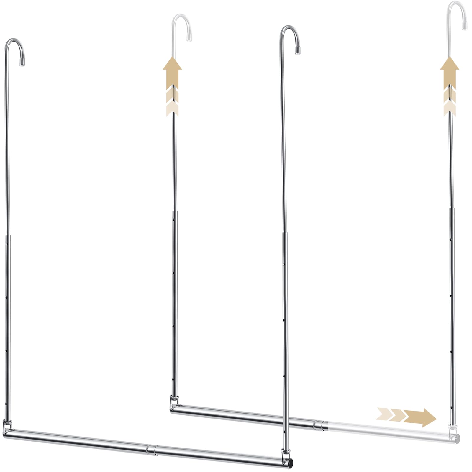 2 Pcs Closet Hanging Rod 16-29 Inches Adjustable Width and Height Extender