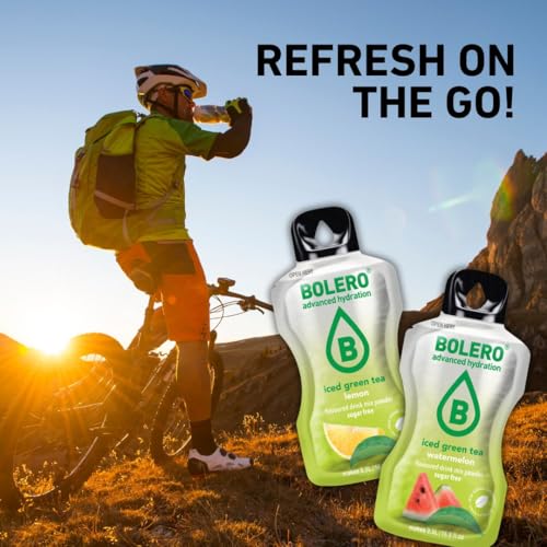 Bolero ICED GREEN TEA MIX 24x3g | Saftpulver ohne Zucker, gesüßt mit Stevia + Vitamin C | geeignet für Kinder, Sportler und Diabetiker | glutenfrei und veganfreundlich