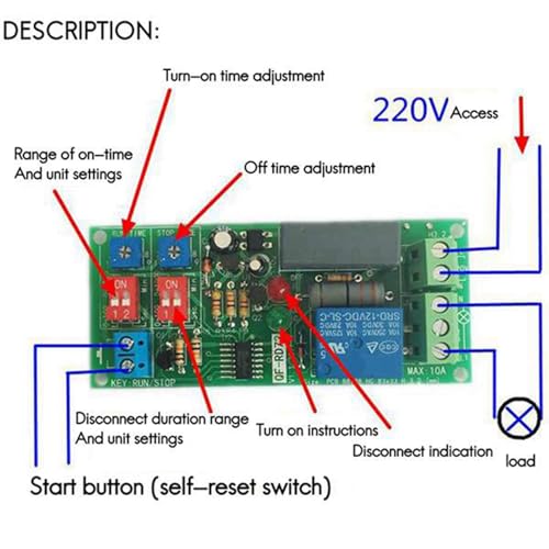 Relais temporisé boucle infinie pour stopper la surchauffe des moteurs électriques AC 240V - 5