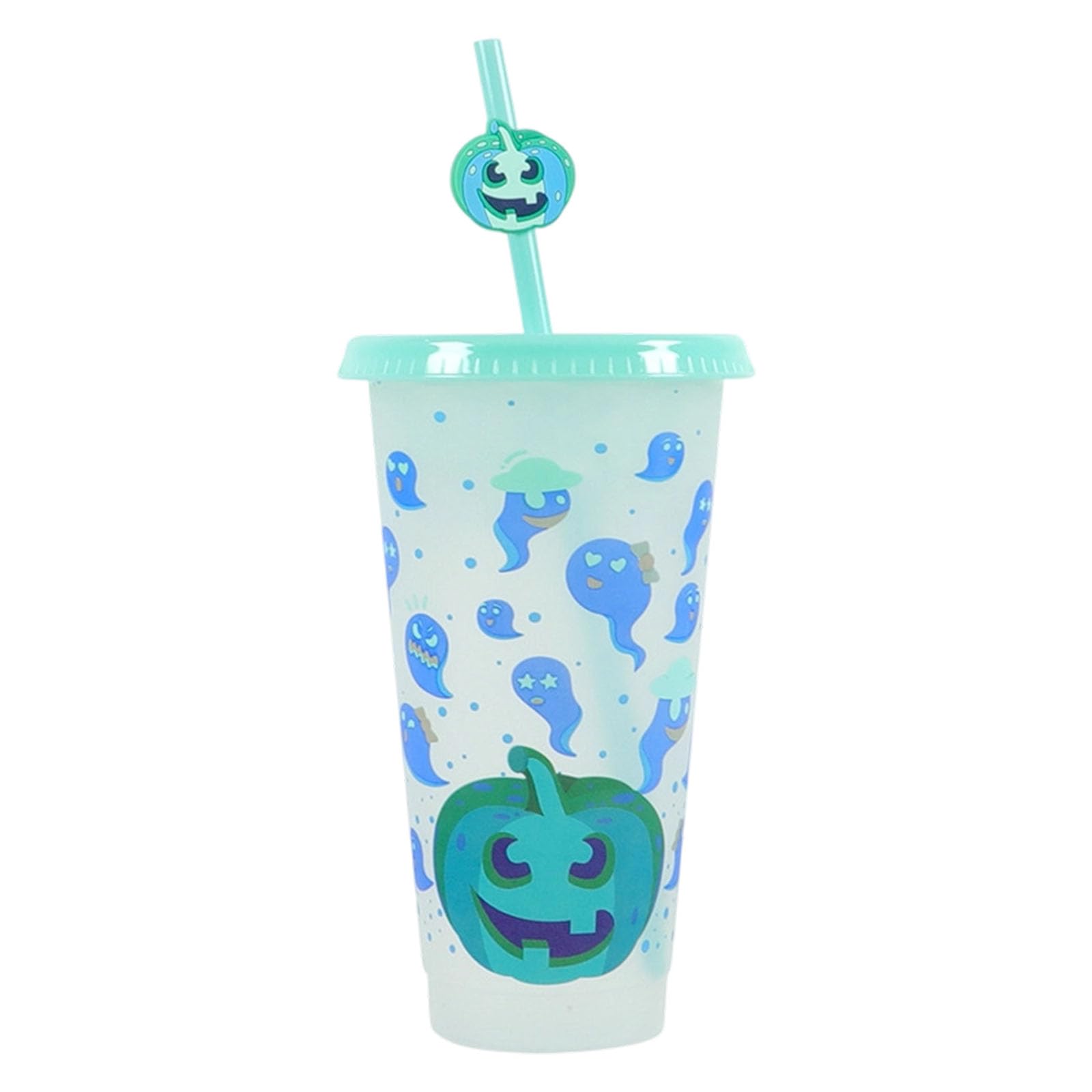 carotoe Sustainable 710ML Halloween Cup with Color Conversion Effect Perfect for Cold Drink Comes with Secure Covers and Straw Thermochromic Cup