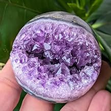 Natural Amethyst Geode Sphere 1Pc,1.97-2.16 Inch Amethyst Smiley Geode Sphere,Purple Crystal Cave Formation, Mineral Vug Specimen