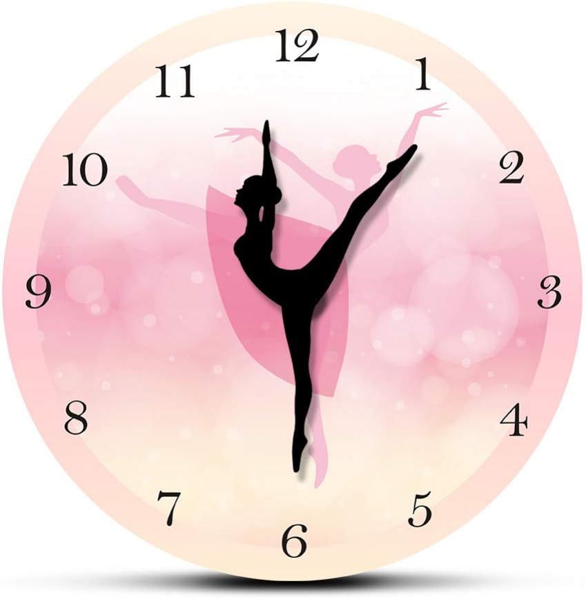 Wall Clock Girl Bedroom Decor Ballet Princess Pink Baby Dancing Ballerina Moving Leg Watch