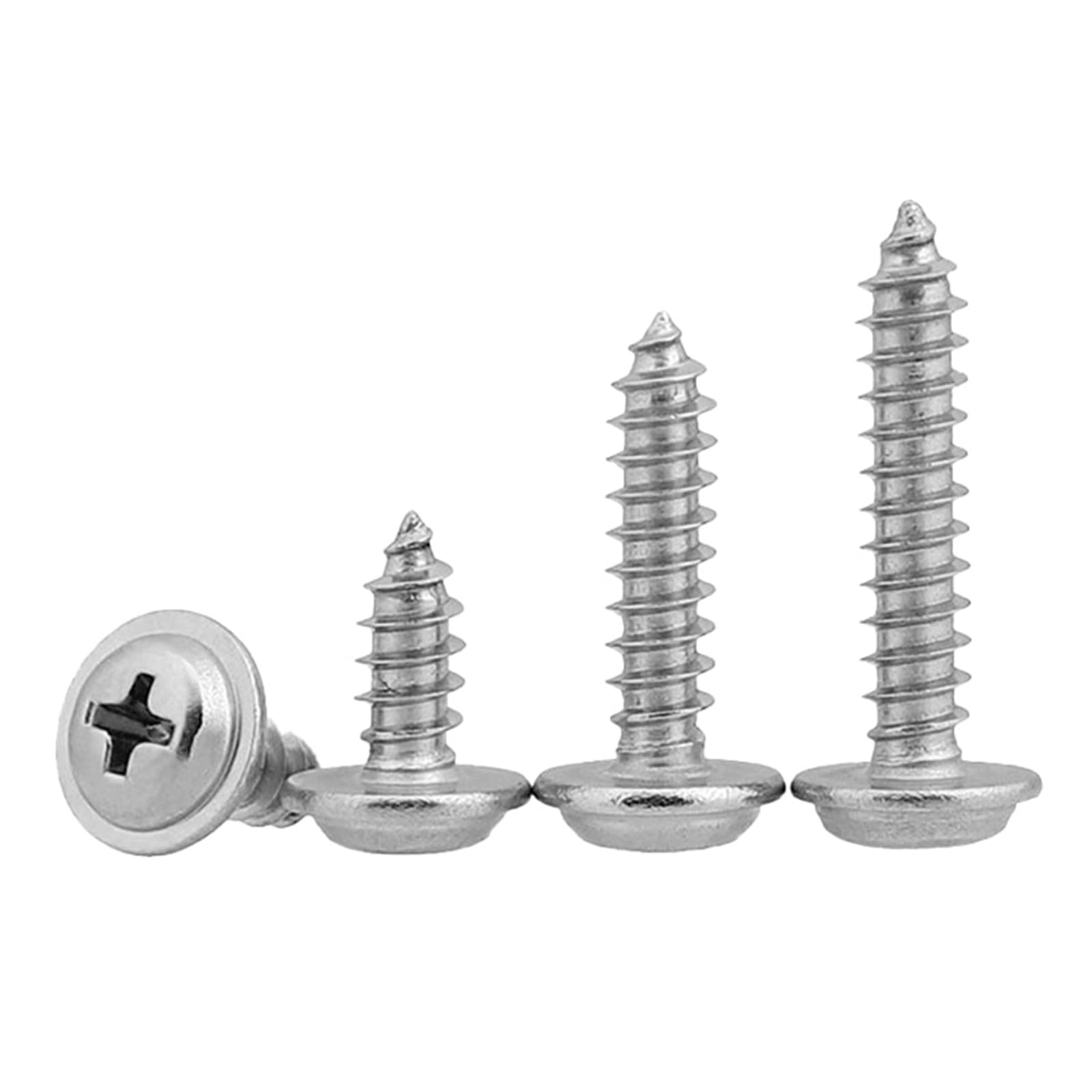 Leliafleury 100Pcs Self Tapping Screws M3 x 8mm x 7mm Stainless Steel Pan Head Wood Screws for Plastic Wood Drywall Furniture