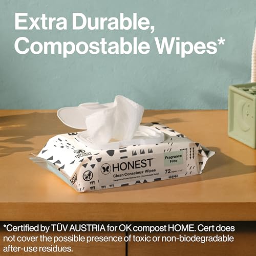 the honest company clean conscious multi-use wipes unscented hypoallergenic baby wipes for sensitive skin 99 water plant-based compostable wipes pattern play 720 count