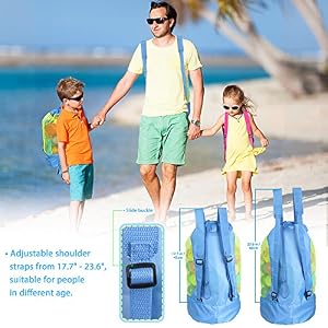 EocuSun Large Mesh Beach Bag Tote Durable Sand Away Drawstring Beach Backpack Swim and Pool Toys Balls Storage Bags Packs Stay Away from Sand and Water Toy Not Included