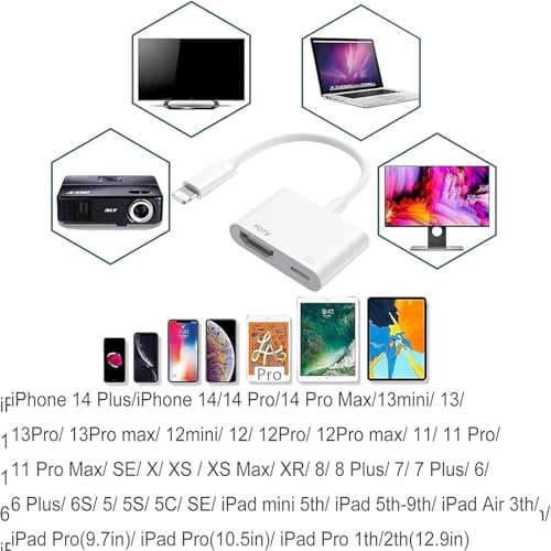 HDMI Adapter for iPhone, A-pple to HDMI Adapter, 1080P HD Apple to Digital AV A-dapter, iPad to HDM-I A-dapter for TV, Charging and Reading Simultaneously by Oliveria - Image 6