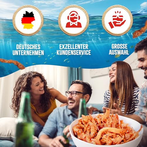 Tintenfisch Sesam 1kg - Fisch Jerky I High Protein I Snacks I Trockenfisch Omega 3 I Beef Jerky, Trockenfleisch & Chips Alternative Keto Salat Topping