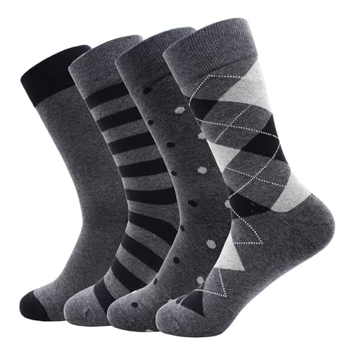 GLCMXMART Mens Grey Dress Socks Size 10-13, Cotton Crew Calf Sock