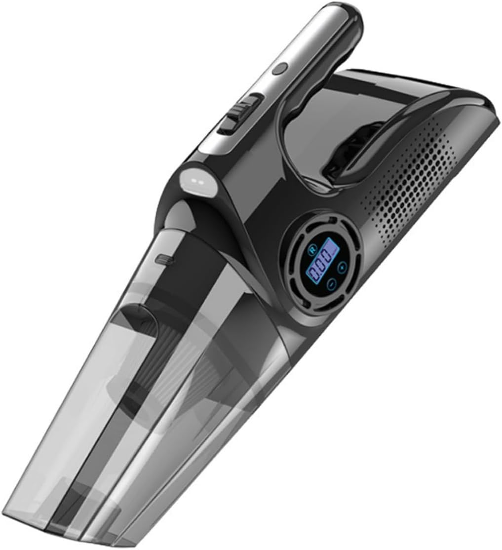 PRETYZOOM 120W 12V Portable Car Vacuum Cleaner Air Pump Multi-Function Tire Inflator Digital Display LED Light for Automotive Cleaning and Tire Inflation