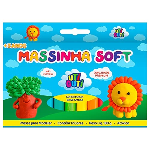 Utiguti Massa de Modelar Soft Estojo com 12 Cores 180G