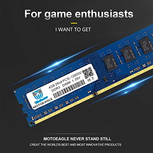 Image of Motoeagle 8GB Kit (4GBX2) DDR3 /DDR3L 1600 UDIMM, PC3 /PC3L 12800U 4GB 2Rx8 1600MHz 1.35V /1.5V 240-Pin Dual Rank Non-ECC Unbuffered Desktop Memory Ram Module Upgrade
