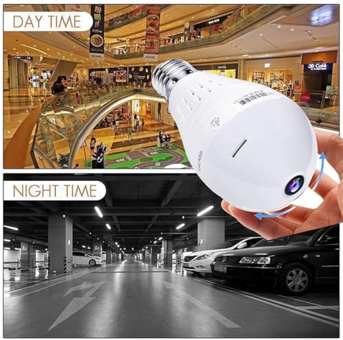 Image of TP PLUS 3MP Full HD Smart Wi-Fi CCTV Home Security Camera 360 with Pan Tilt Bulb Camera View & Talk 128GB SD Card Support (Not Included) Perfect for Office Monitoring (Bulb Camera)
