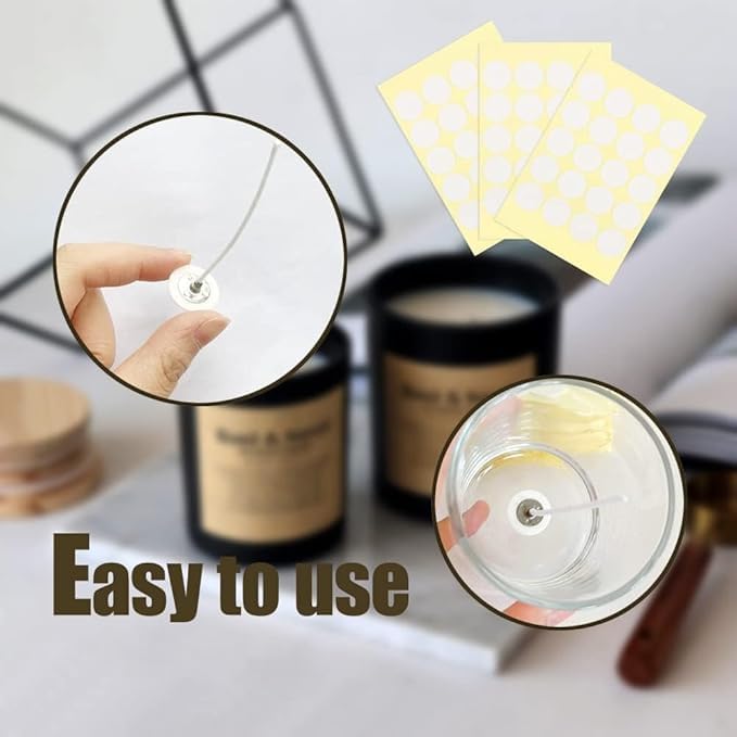 Image of Candle Wick Stickers for Candle Making, Double-Sided Sticky Dots, Heat Resistant, 20mm x 1mm, 112 Pieces