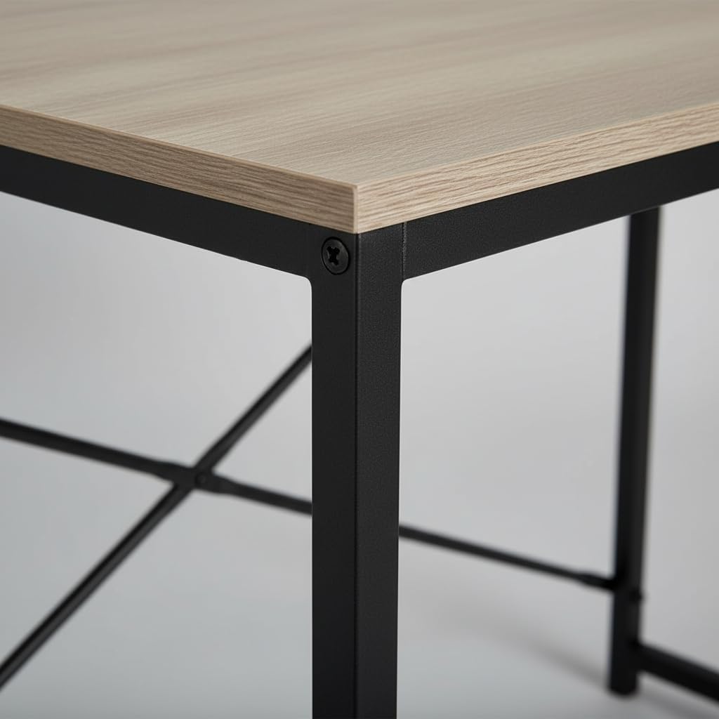 MOBLEKIT | Mesa Auxiliar Metal y Madera Negra 100x40x72 cm, Escritorio Auxiliar con Estructura Negra, Mesa Rectangular para Oficina, Salón o Dormitorio, Mueble Funcional y Estable para Hogar Moderno