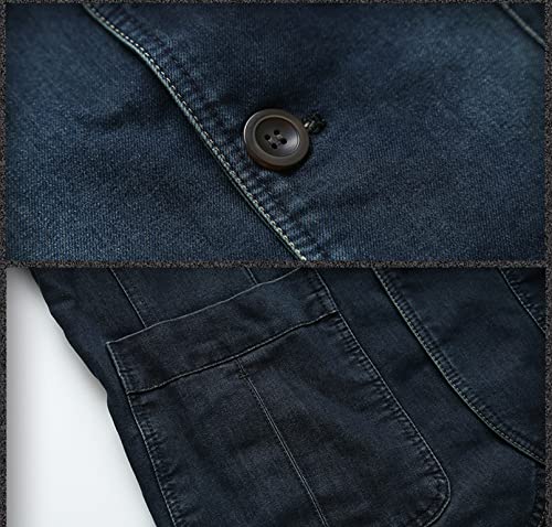 Idopy Men`s Vintage Label Collar Denim Jeans Jacket Trench Coat (Large, Light Blue) #TOP4