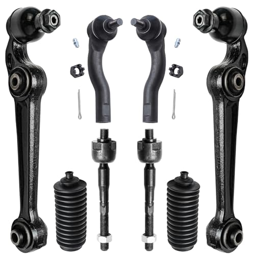 Image of Detroit Axle - 8pc Front End Suspension Kit for Ford Fusion Lincoln MKZ Mercury Milan, 2 Lower Forward Control Arms with Ball Joint 4 Inner Outer Tie Rod Ends 2 Boots Replacement