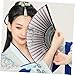 Imagen de TOPBATHY Ventilador Retro Ventilador de Mano Ventilador Mano Botellas de Perfume Vintage vacías Abanico de Seda Abanico japonés Abanico de bambú Cabeza Azul Abanico Plegable De Madera