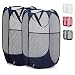 Mesh Popup Laundry Hamper - Portable, Durable Handles, Collapsible for Storage and Easy to Open. Folding Pop-Up Clothes Hampers are Great for The Kids Room, College Dorm or Travel. (Blue | Set of 2)