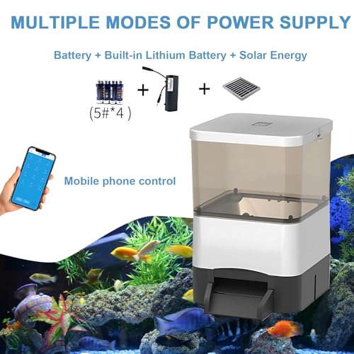 Alimentador automático de peces para estanque con energía solar VZXATYOP 4