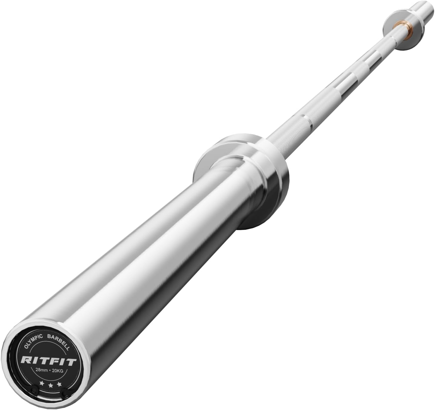 RITFIT 7FT Olympic Barbell for Strength and Weightlifting Training - 2 Inch Olympic Bar for Squat, Deadlift, Bench Press, Curl, Overhead Press - 500lbs/1000lbs/1500lbs Capacity Silver 7FT 500LBS 20KG