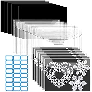Csyidio 30 PCS Clear Stamp and 1mm Thickness Die Storage Pockets with Rubber Magnetic Sheets Resealable Plastic Storage Pocket Large Envelope Case Cut