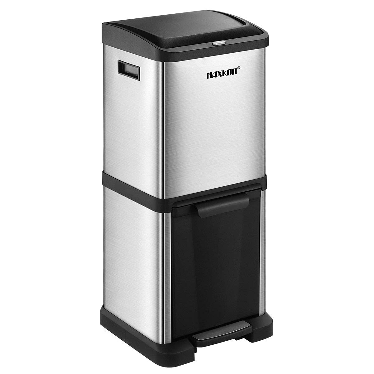Maxkon 34L Dual Rubbish Bin Stainless Steel Kitchen Waste Bin Trash Can