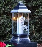 [page_title]-♥ Grablaterne Rose Ornament Silber 34,0cm incl. Grablicht Grabkerze Grabschmuck Grablampe Grableuchte Laterne Kerze Lampe