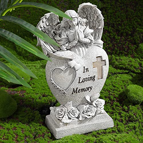 Sjz Garden Angel Statue Sympathy Gift With Cross Solar Led Light, Human Memorial Gifts , In Memory Of Loved One, Condolence Gifts, Bereavement Gifts, Cemetary Grave Decorations #TOP6