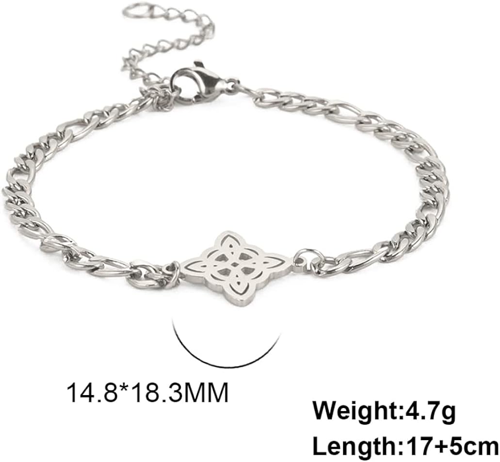 Miniatura 6 de Pulsera de nudo celta para mujeres y niñas, de acero inoxidable, con diseño de brujas celtas irlandesas, pulsera de nudo con símbolo wiccano, regalo