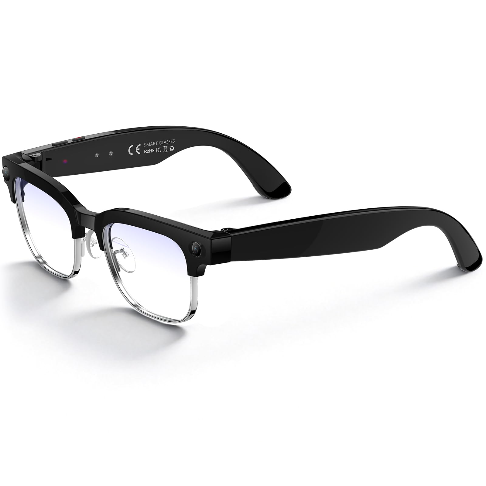 AI Smart Glasses with 8MP Camera 1080P Video HD Photo Bluetooth Audio AI Voice Assistant Real-Time Translation Object