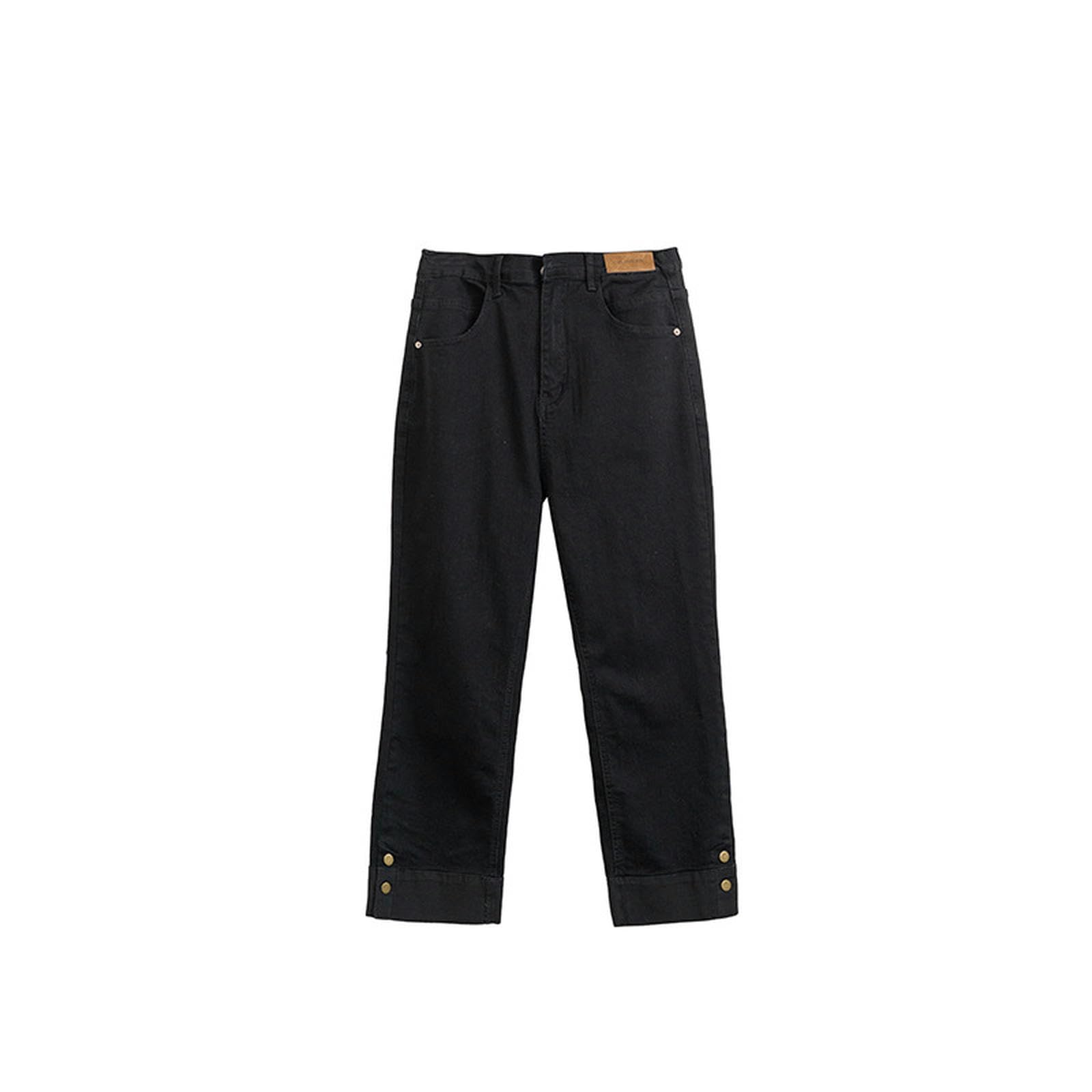 Jeans Dritti con Orlo Risvolto da Donna Taglie Forti Spring Fat Girls - Blu - 3XL
