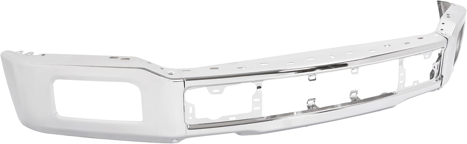 ALMULOO Front Bumper Face Bar Compatible with 2018-2020 Ford F-150 W/Fog Lamps Replacement For JL3Z-17757-A FO1002430 Bumper Cover Steel Chrome Silvery 3PCS