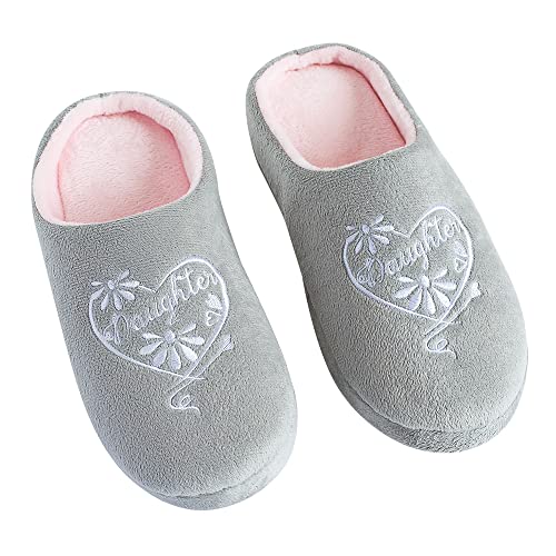 Said with sentiment Womens Daughter Slippers, Grey And Pink, 5.5 UK
