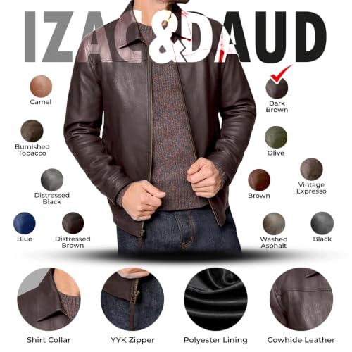 Image of Isaac & David Chicago Men's New Black /Brown Lambskin Leather Classic Open Bottom Jacket Motorcycle Vintage Racing Jacket