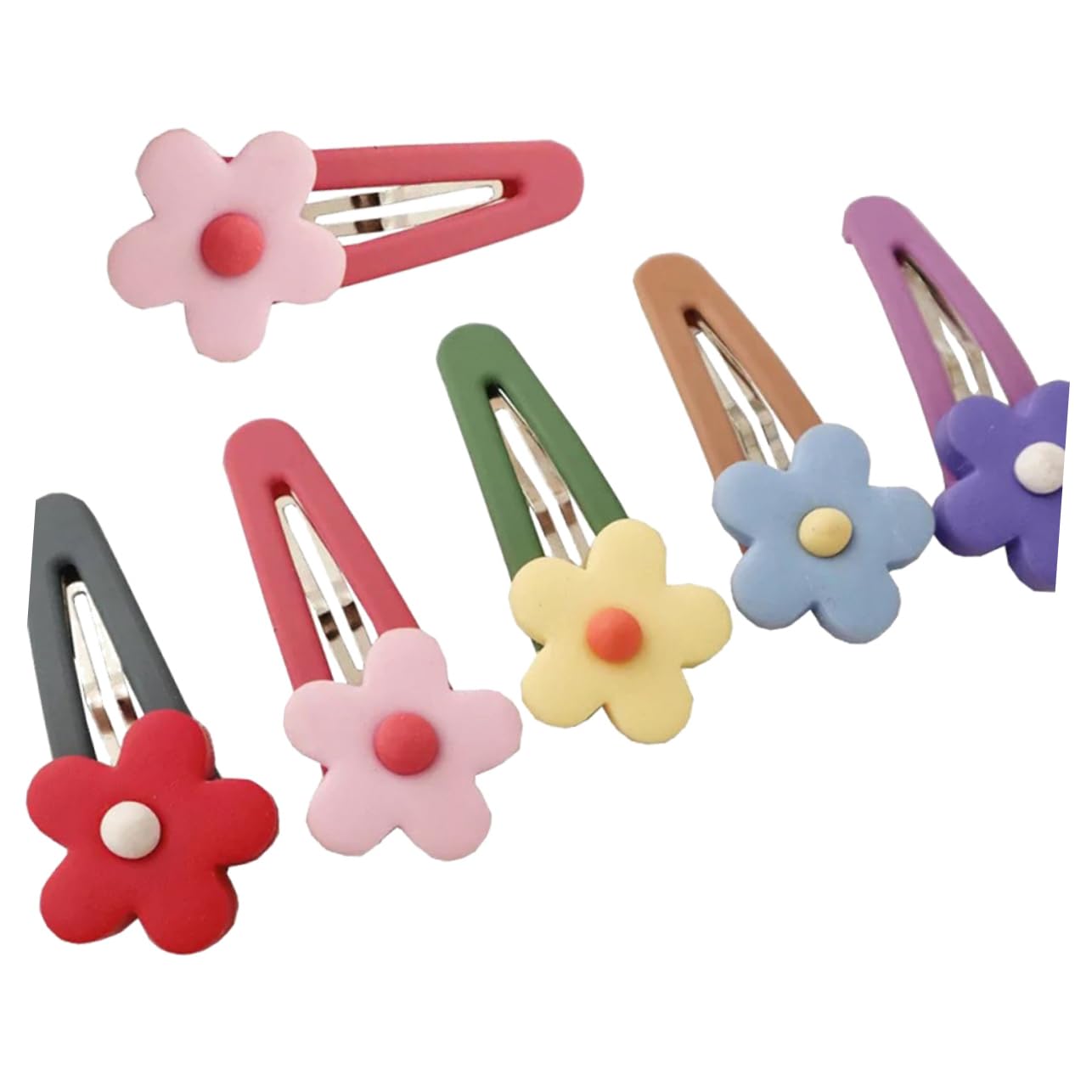Beavorty Candy Color Flower Hair Clips Set of 6 Snap Barrettes for Girls and Toddlers Durable Hair Accessories with Lovely Floral Design