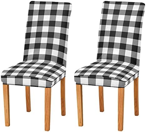 xigua Buffalo Plaid Chair Covers for Dining Room Set of 2 Stretchable Dining Chair Slipcover Washable Removable Parsons Chair Slipcover for Kitchen,Hotel,Restaurant