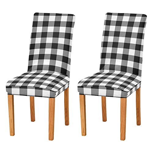 Xigua Buffalo Plaid Chair Covers For Dining Room Set Of 2 Stretchable Dining Chair Slipcover Washable Removable Parsons Chair Slipcover For Kitchen,Hotel,Restaurant #TOP21