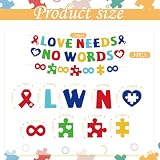 Autism Awareness Party Decorations Love Needs No Words Puzzle Piece Glitter Banners for April Inspirational Support Autism Awareness Month Accept Understand Love Heart Themed Decor Supplies