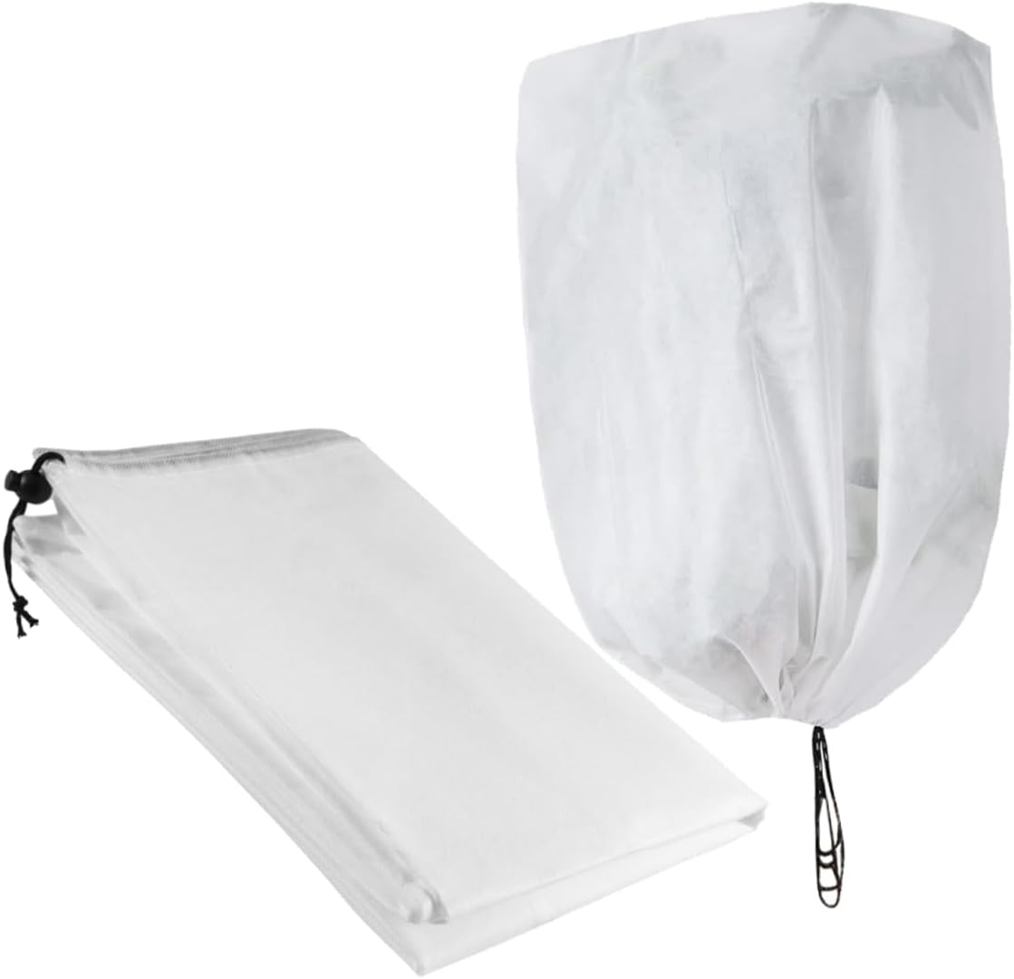 2pcs Plant Frost Covers Non-Woven Fabric Drawstring Reusable Freeze Plant Protection from Cold