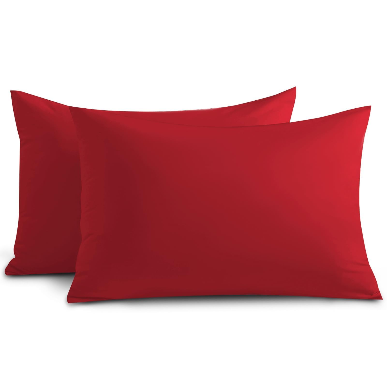 Yorkshire Bedding Red Pillow Cases 12 Pack 100% Soft Brushed Microfiber Hypoallergenic Pillowcases with Envelope Closure - Fade & Stain Resistant Housewife Pillow Covers (50 X 75 Cm)