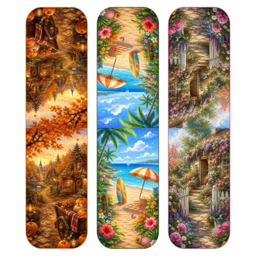 Image of Zesta Magnetic Bookmark | Aesthetic Book Mark for Reading | Cute Anime Bookmarks for Kids, Students | Book Accessories for Novels, Gifts for Readers (Seasons, Medium (9X2.5 Cms))