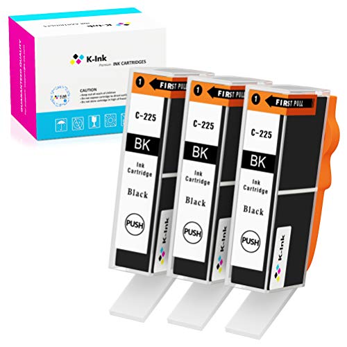 K-Ink Compatible Ink Cartridge Replacement for Canon PGI-225 PGI225 (3 Black)