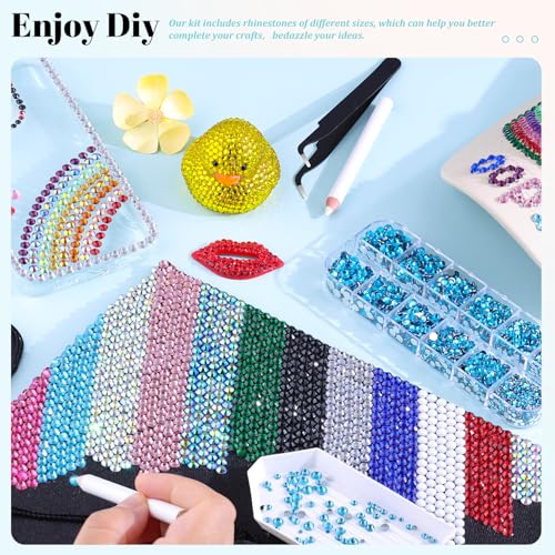 Image of 6100Pcs Resin Rhinestones for Crafting with 2Pcs 10ml B7000 Jewelry Glue, 1 Box Flatback Crystals Diamond (Indicolite) for Bedazzling Crafts DIY Nail Art Non Hotfix Gems for Clothing Shoes